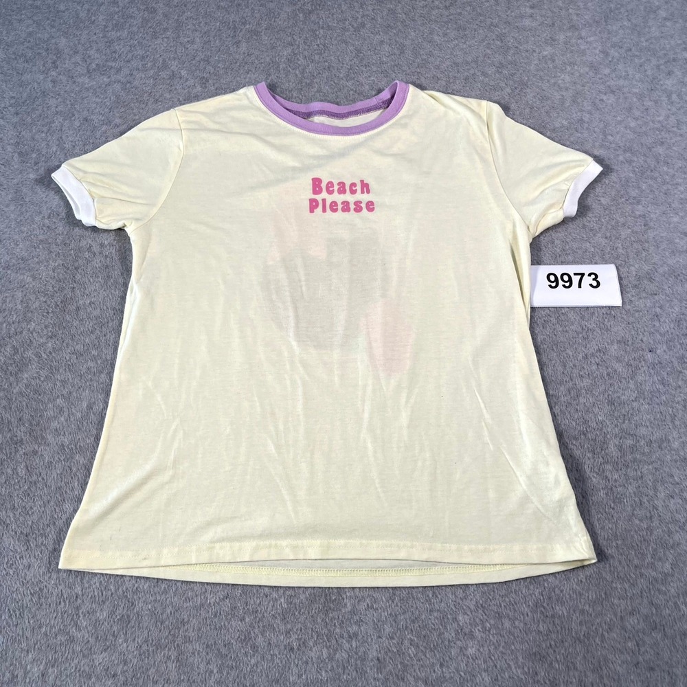 C&A Beach Please T Shirt Womens Medium Beige Spellout Logo Cotton Round Neck